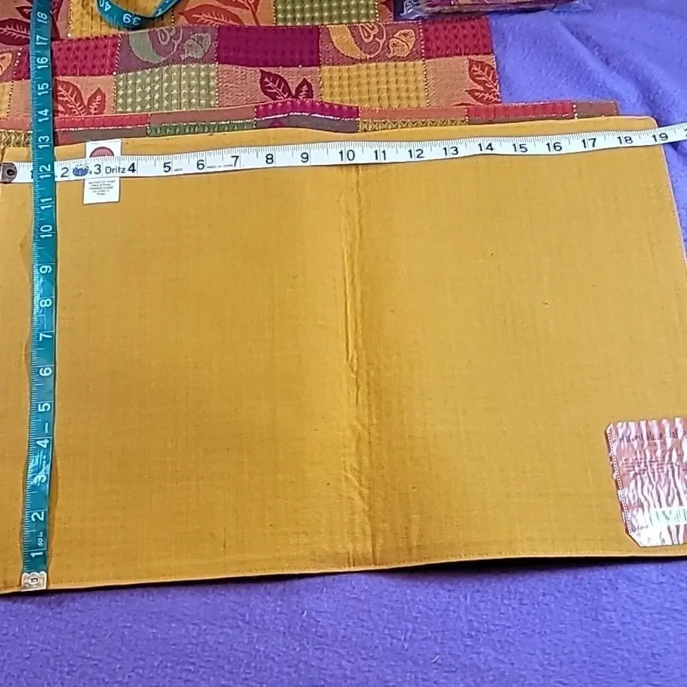 0719. NWTs ~ Harvest Blaze Waffle Napkins (4) & Placemats (4)~ Beautiful 💛
